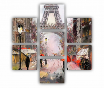 Set 7 Tablouri Multicanvas Eiffel Tower 0424 180X180 cm 