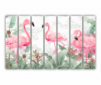 Set 7 Tablouri Multicanvas Flamingo roz 0399 210X120 cm 