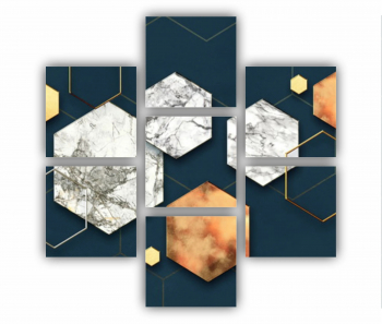 Set 7 Tablouri Multicanvas Geometric colorat - Arta moderna si digitala 2 0765 180X180 cm 