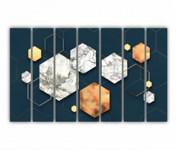 Set 7 Tablouri Multicanvas Geometric colorat - Arta moderna si digitala 2 0765 210X120 cm 