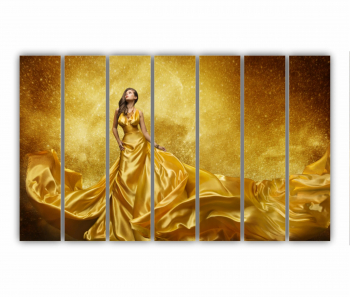 Set 7 Tablouri Multicanvas GOLD FASHION Rochie Aurie 0578 210X120 cm 