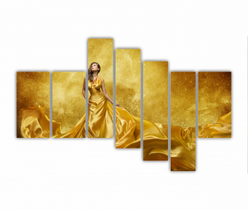 Set 7 Tablouri Multicanvas GOLD FASHION Rochie Aurie 0578 240X160 cm 