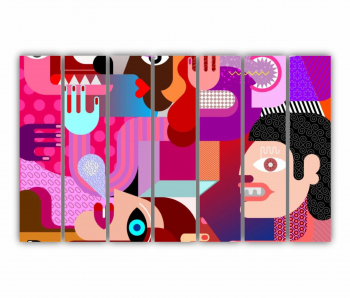 Set 7 Tablouri Multicanvas ilistratia vector 01 0203 210X120 cm 