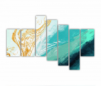 Set 7 Tablouri Multicanvas Ilustratie 3D a scenei de la malul marii cu nisip si apa 0774 240X160 cm 