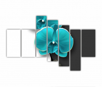 Set 7 Tablouri Multicanvas Ilustratie geometrica 3d si floare albastra 0694 240X160 cm 