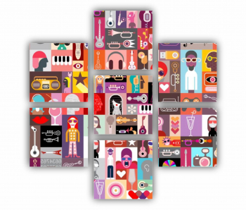 Set 7 Tablouri Multicanvas ilustratie vector 14 0218 180X180 cm 