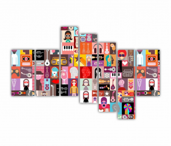 Set 7 Tablouri Multicanvas ilustratie vector 14 0218 240X160 cm 