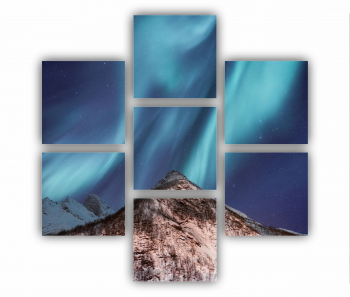 Set 7 Tablouri Multicanvas Lumina nordica in Islanda 0059 180X180 cm 