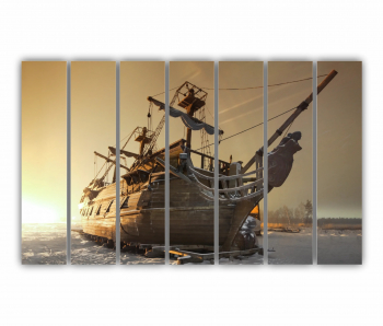 Set 7 Tablouri Multicanvas Nava din lemn 0842 210X120 cm 