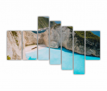 Set 7 Tablouri Multicanvas Navagio Grecia 0435 240X160 cm