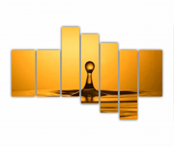 Set 7 Tablouri Multicanvas Picatura de apa gravitationala galben-aurie magie 0677 240X160 cm 