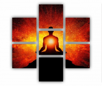 Set 7 Tablouri Multicanvas Silueta omului cu univers 0305 180X180 cm 