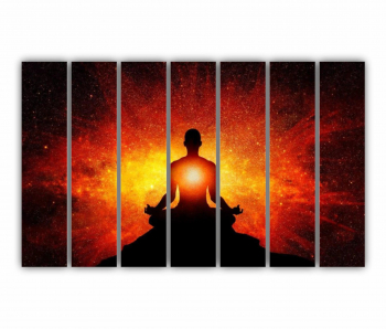 Set 7 Tablouri Multicanvas Silueta omului cu univers 0305 210X120 cm 