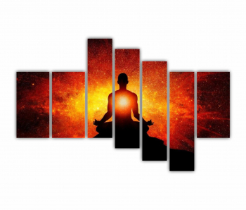 Set 7 Tablouri Multicanvas Silueta omului cu univers 0305 240X160 cm 