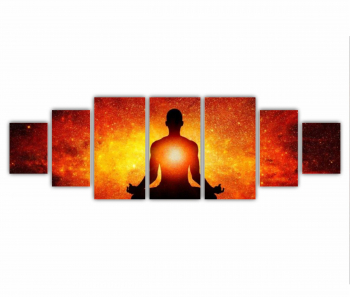 Set 7 Tablouri Multicanvas Silueta omului cu univers 0305 240X80 cm 