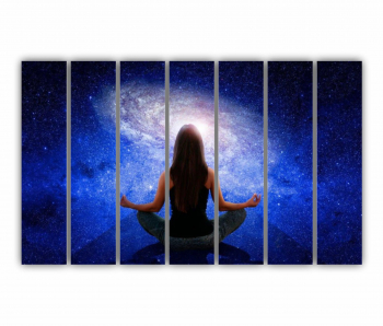 Set 7 Tablouri Multicanvas Silueta omului cu univers 0307 210X120 cm 