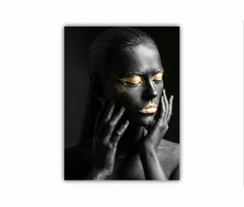 Tablou Canvas 1 piesa GOLD FASHION negru auriu Femei cu Machiaj Auriu 40 0642 30X40 cm 