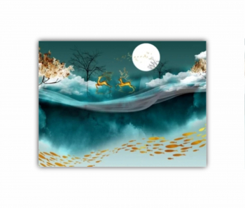 Tablou Canvas 1 piesa Ilustratie 3D a caprioarelor care se plimba prin padure 0711 120X90 cm 