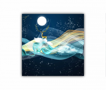 Tablou Canvas 1 piesa Ilustratie 3D a cerbului de aur pe cer - arta abstracta 0777 60X60 cm 