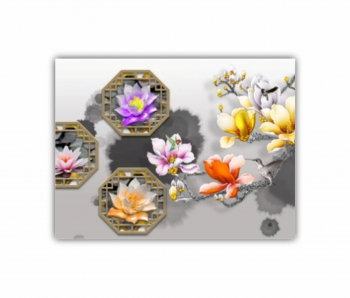 Tablou Canvas 1 piesa Ilustratie 3D a ramurilor florale si a picturilor murale 0744 40X30 cm 