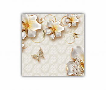 Tablou Canvas 1 piesa Ilustratie 3D de flori - fluturi si lebede 0693 120X120 cm 