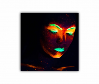 Tablou Canvas 1 piesa Portret de femeie cu machiaj UV neon 0540 100X100 cm 