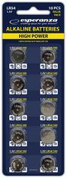 Set 10 baterii alcaline LR54 AG10 Esperanza 95793 tip buton 1.5V la blister 