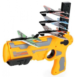 Pistol lansator de avioane de jucarie numar buc x4 avioane culoare pistol portocaliu 