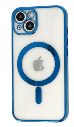 Husa Luxury MagSafe compatibila cu iPhone 14 Plus Full protection Margini colorate Albastru inchis 