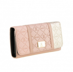 Portofel dama Lancetti piele ecologica premium animal friendly 18x10x3 cm crem multiple sloturi si compartimente 