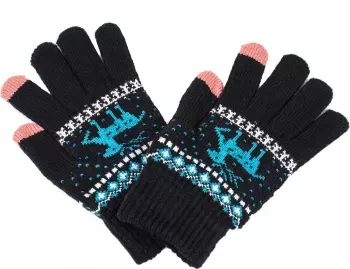 Manusi touchscreen dama din tricot cu ren MD-720-153 Negru 
