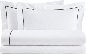 Set lenjerie de pat matrimonial Biancoperla Bacchetta Bianco/Grisaglia 4 piese husa pilota 200x220 cm cearsaf 180x200/30 cm 