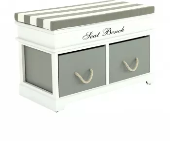 Banca cu perna 2 sertare alb gri SEAT BENCH 70x35x45 cm 