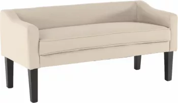 Banca cu tapiterie textil bej si picioare lemn negru FIRONA 127x57x60 cm