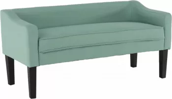 Banca cu tapiterie textil verde menta si picioare lemn negru FIRONA 127x57x60 cm 