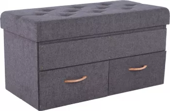 Bancuta 2 sertare textil gri Sulot 84x42x43 cm 