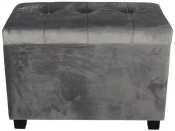 Bancuta cu spatiu depozitare picioare lemn negru si tapiterie velur gri 60 cm x 36 cm x 43 h 