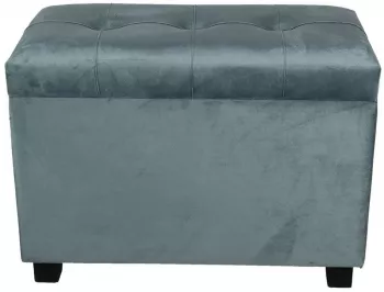 Bancuta cu spatiu depozitare picioare lemn negru si tapiterie velur verde 60 cm x 36 cm x 43 h 