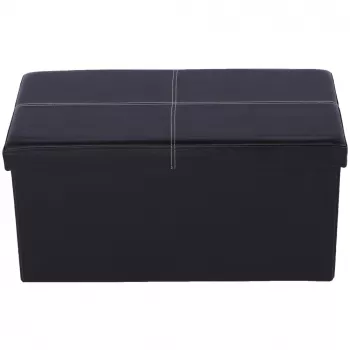 Bancuta pliabila piele ecologica neagra Imra 76x38x38 cm 