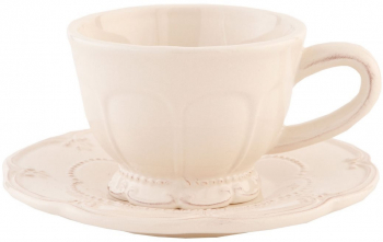 Ceasca cu farfurioara ceramica crem Ø 15 cm x 7 h 150 ml 