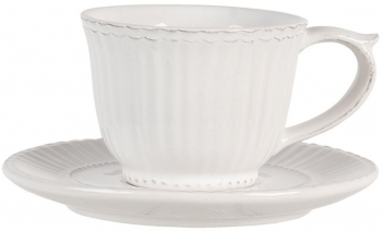 Ceasca cu farfurioara ceramica crem Ø 15 cm x 8 h 120 ml 