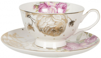 Ceasca cu farfurioara portelan Flowers Ø 15 cm x 7 h 200 ml 