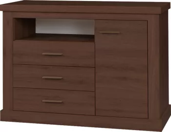 Comoda 1 usa 3 sertare mdf stejar stirling Hilard 123x44x88 cm 