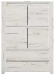 Comoda 2 sertare 2 usi din pal alb craft Angel 84x40x116 cm 