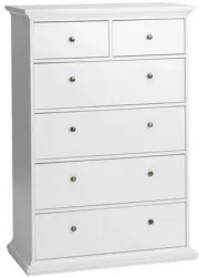 Comoda 6 sertare pal laminat mdf lacuit alb Paris 96x49x140 cm 