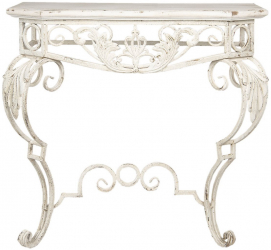 Consola din fier si lemn alb antichizat 86x44x81 cm 