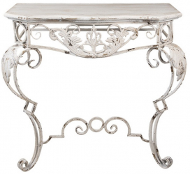 Consola fier si lemn alb antichizat 85x42x81 cm 