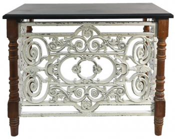 Consola lemn maro alb antichizat 101x55x79 cm 