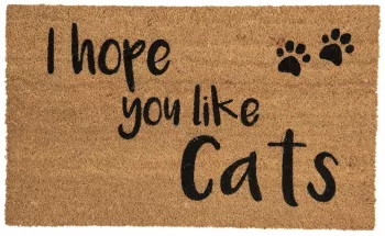 Covoras intrare casa antiderapant fibre cocos cauciuc You Like Cats 75x45x1 cm 