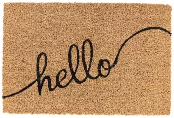 Covoras intrare casa antiderapant fibre cocos cauciuc Hello 60x40x1 cm 
